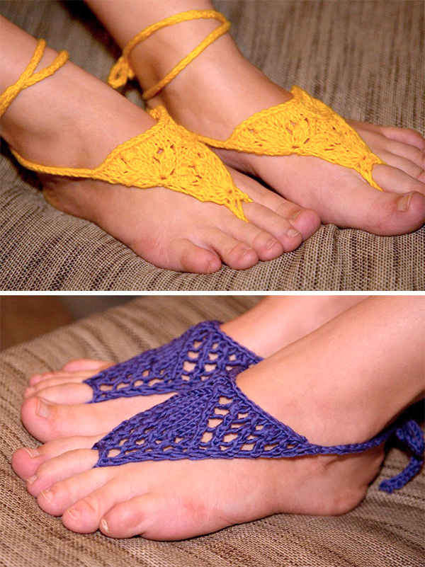 Knitting Pattern for Lace Barefoot Sandals Set