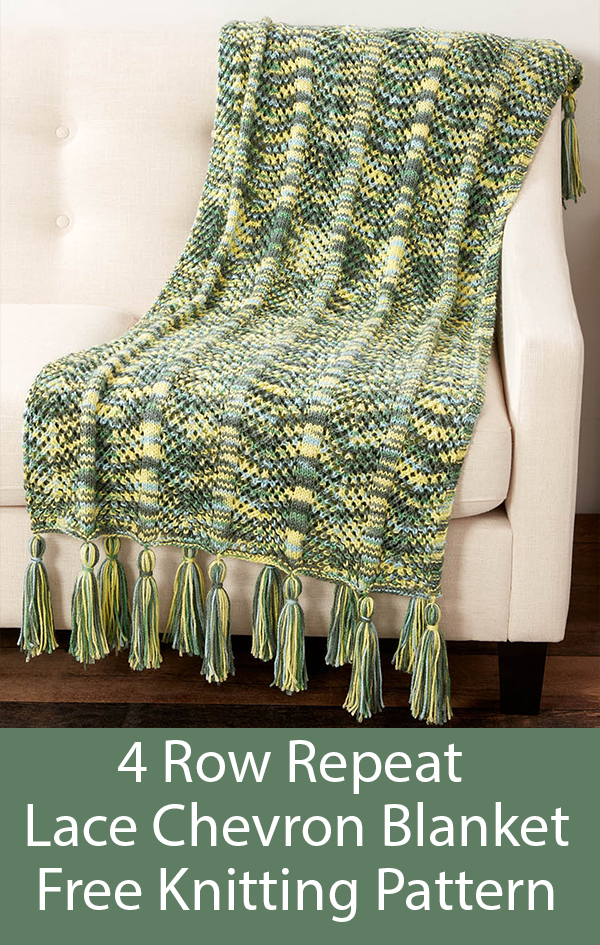 Free Knitting Pattern for 4 Row Lace Chevron Blanket