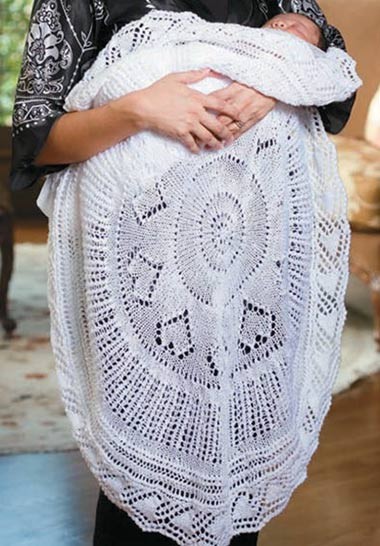 Knitting Pattern for Circular Lace Christening Blanket