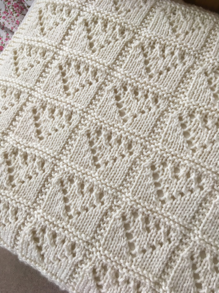 Knitting Pattern for Lace Hearts Baby Blanket