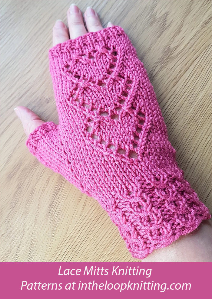 Lace Hearts Fingerless Gloves Knitting Pattern