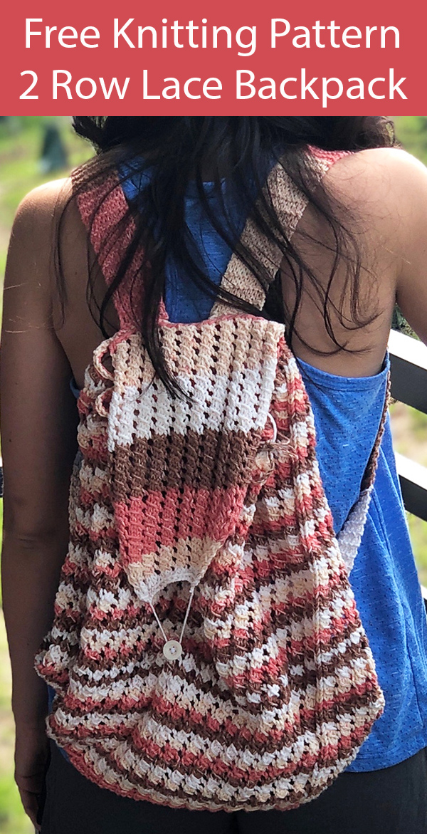 Free Knitting Pattern for 2 Row Repeat Lace Backpack