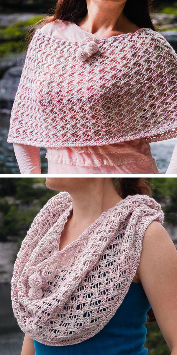 Knitting Pattern for Lace Meara Shoulder Wrap Cowl