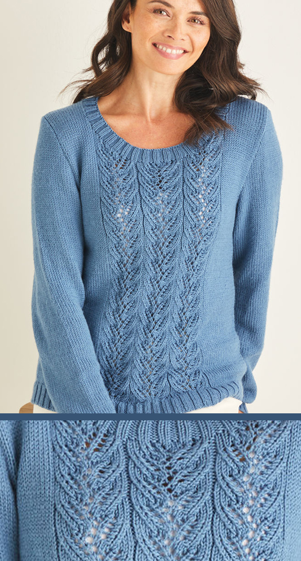 Women's Sweater Knitting Pattern Lace Panel Sweater Sirdar 10093