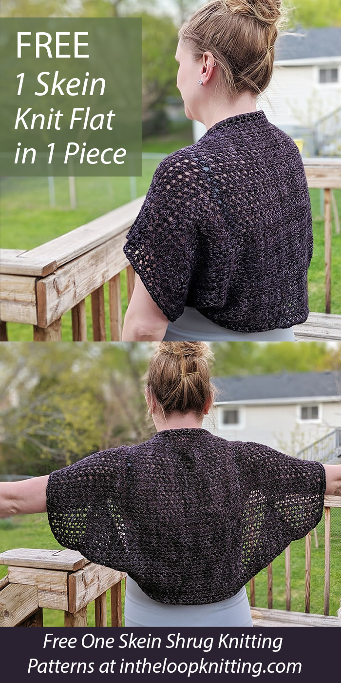 Free One Skein Knitting Pattern Lace Shoulder Cover Shrug
