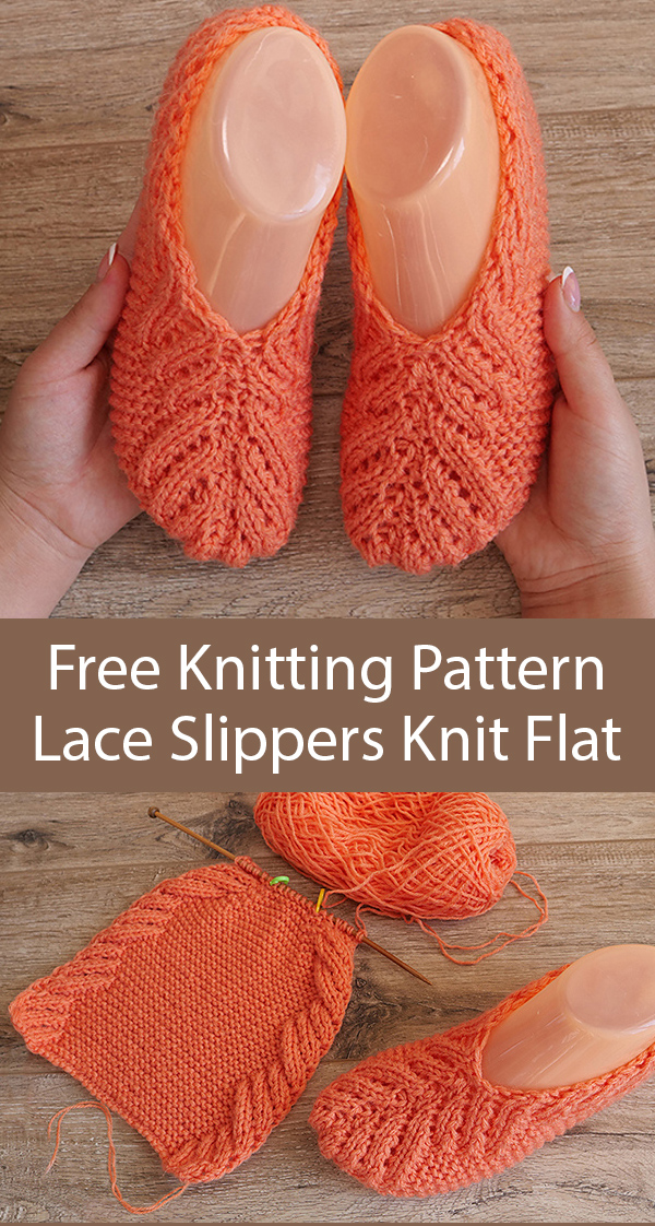 Free Knitting Pattern for Lace Slippers Knit Flat