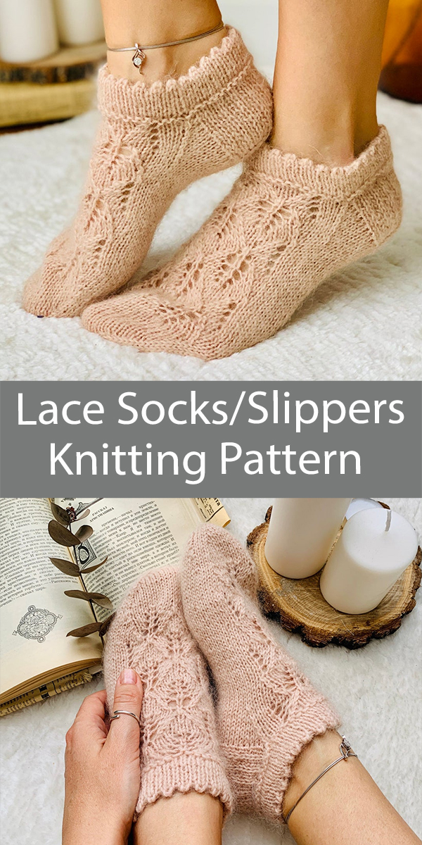 Ankle Socks Knitting Pattern Lace Socks or Slippers