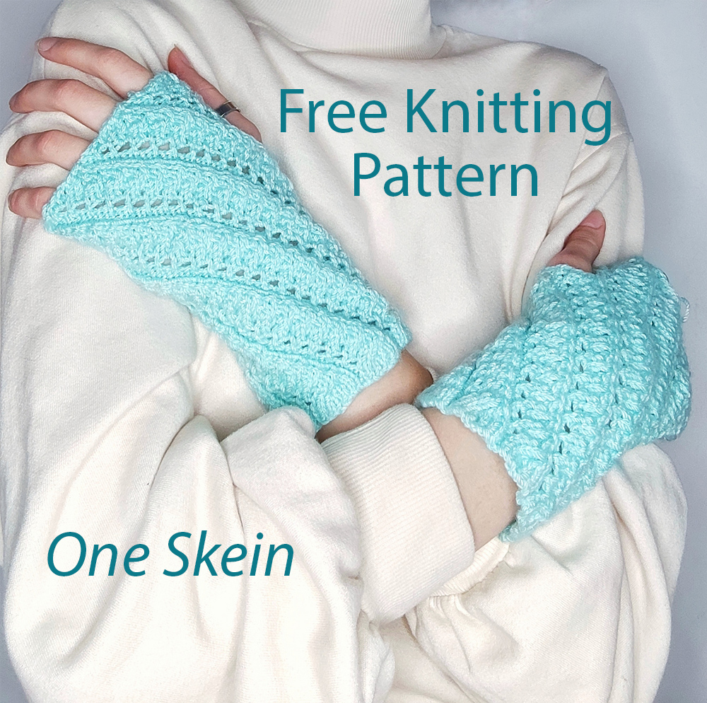 Free One Skein Lace Spiral Mittens Knitting Pattern