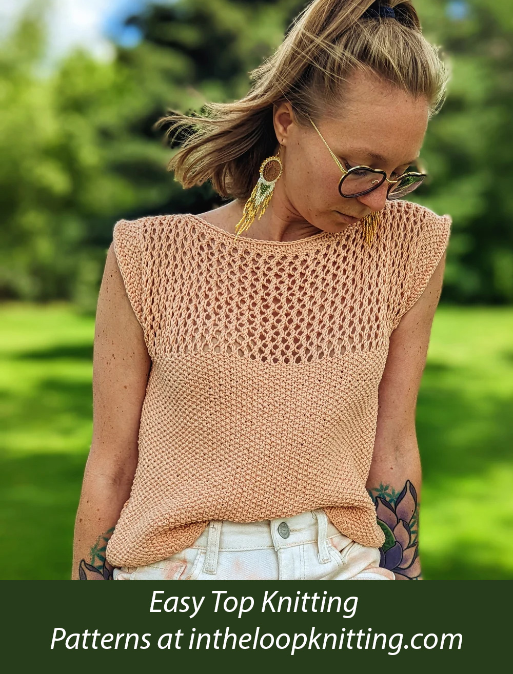 Easy Lacey Tee Top Knitting Pattern