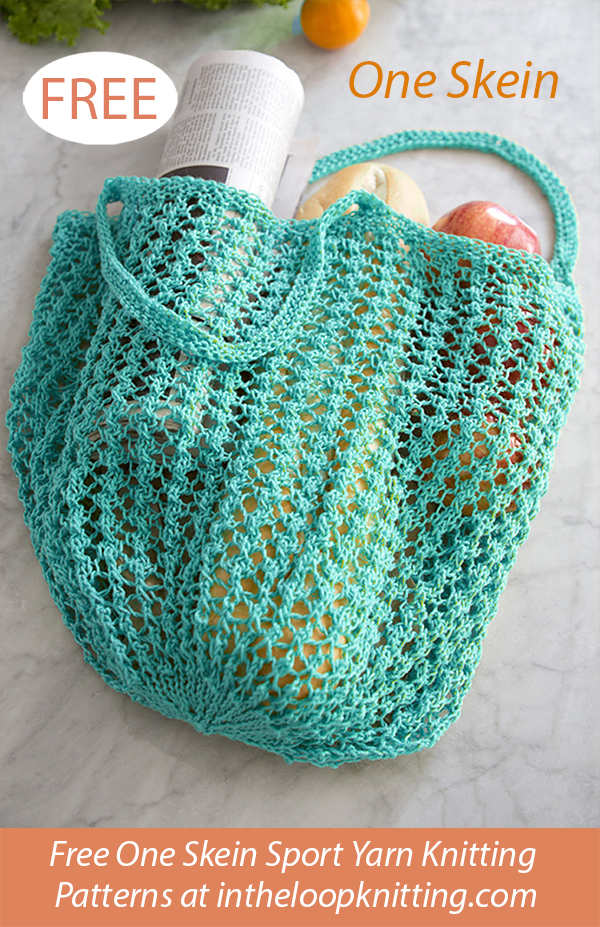 Free knitting pattern for Lacy Market Tote knit with one skein of yarn