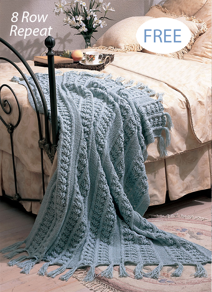 Free Lacy Leaf Panels 8 row Blanket  Knitting Pattern