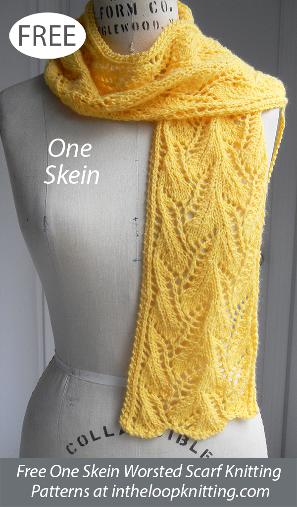 Free One Skein Lacy Leaf Scarf Knitting Pattern