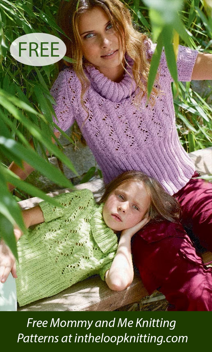 Free Ladies and Girl's Top with Roll-Neck Knitting Pattern