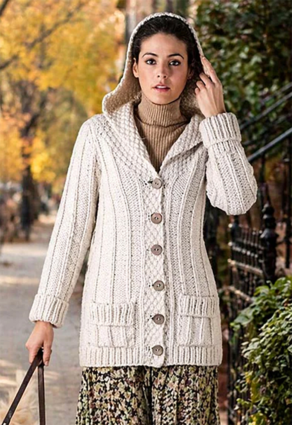 Knitting Pattern Ladies' Hooded Jacket Cardigan
