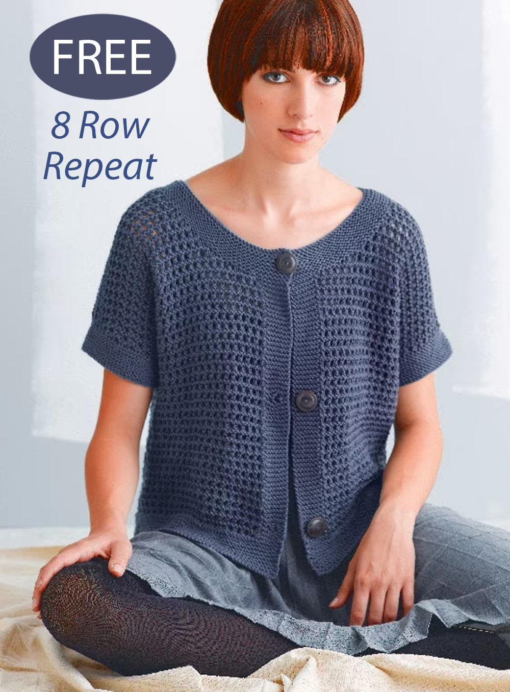 Free Mesh Cardigan with Short Sleeves Knitting Pattern