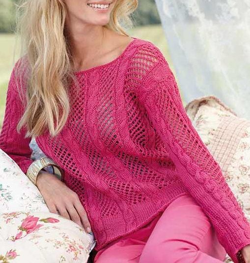 Easy lace sweater knitting pattern for women