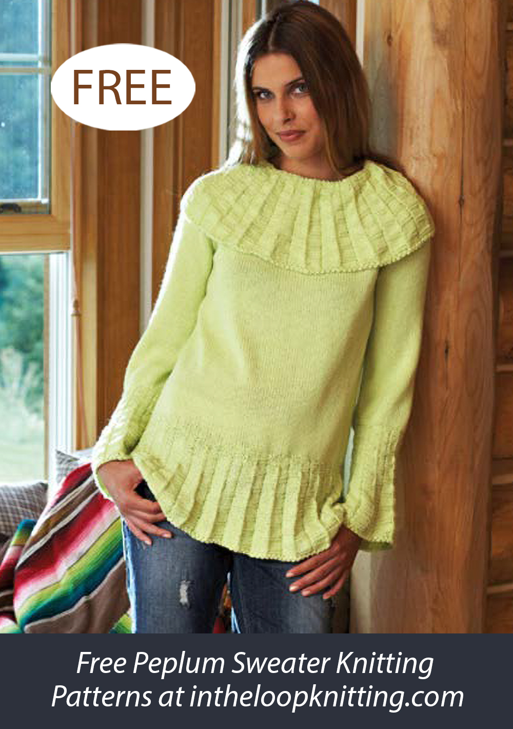 Free Ladies’ Sweater with Pleated Flounce Knitting Pattern