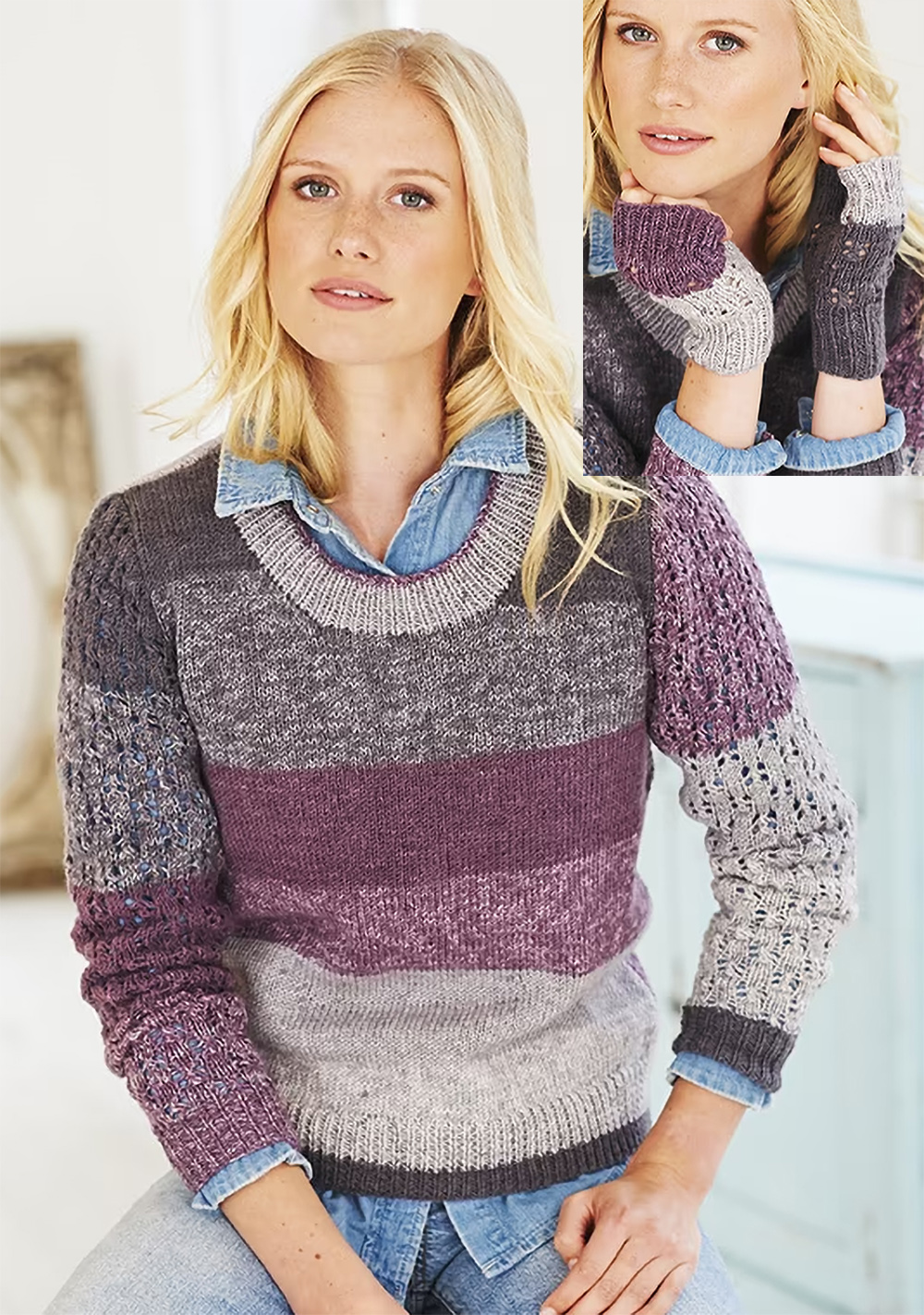 Ladies Sweaters and Mittens Knitting Pattern