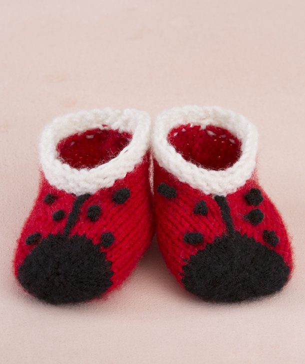 Free knitting pattern for Lady Bug Booties