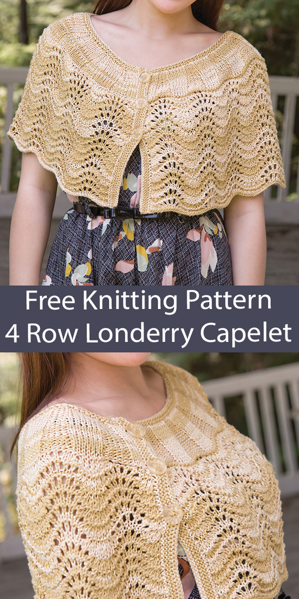 Free Knitting Pattern Lady Londonderry Capelet Shawl 4 Row Repeat