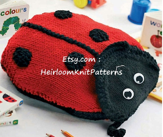 Knitting Pattern for Ladybug Backpack