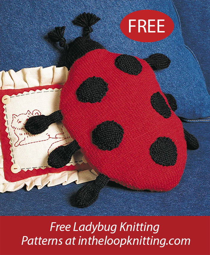 Ladybug Pillow Free knitting pattern and more free pillow knitting patterns