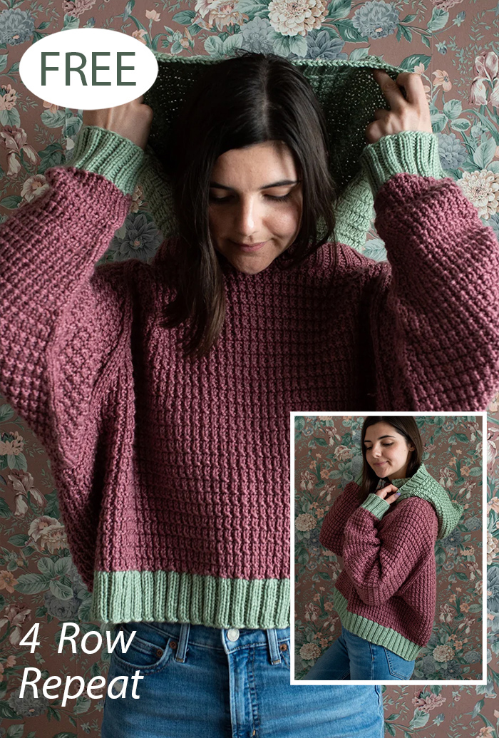 Free Lake Placid Hooded Sweater Knitting Pattern 4 Row Repeat