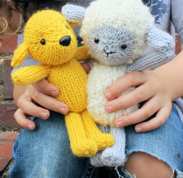 Knitting Pattern for Lamb & Pup Toys