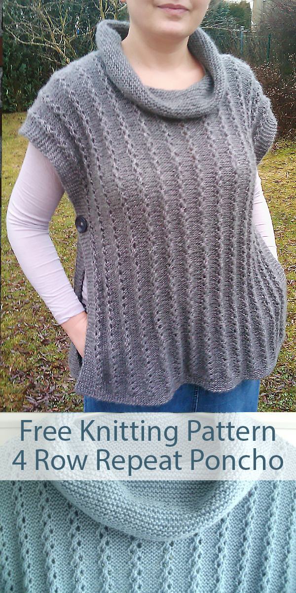 Free Knitting Pattern for 4 Row Repeat Poncho Vest