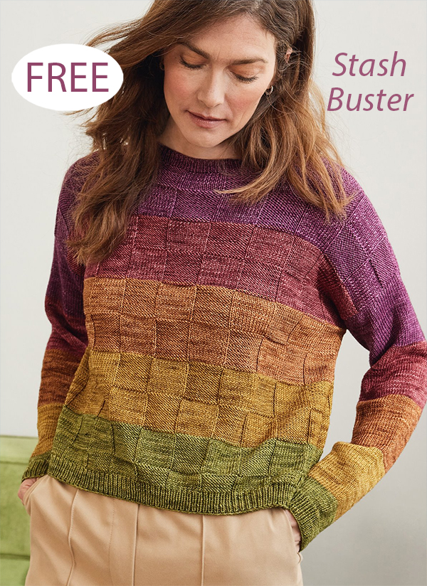 Colorful Checkerboard Sweater Free Knitting Pattern