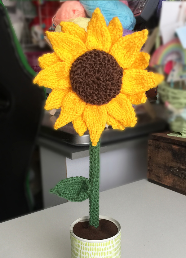 Free Knitting Pattern for Large Sunflower
