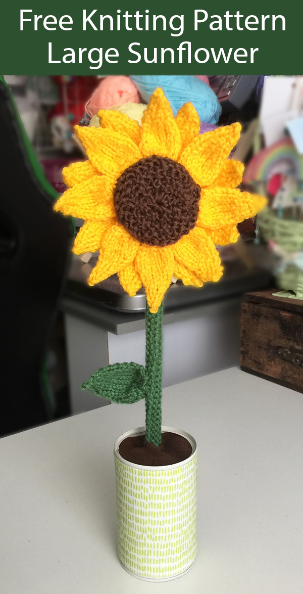 Free Knitting Pattern for Large Sunflower
