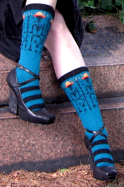Free Knitting Pattern for Dancing Skeleton Socks