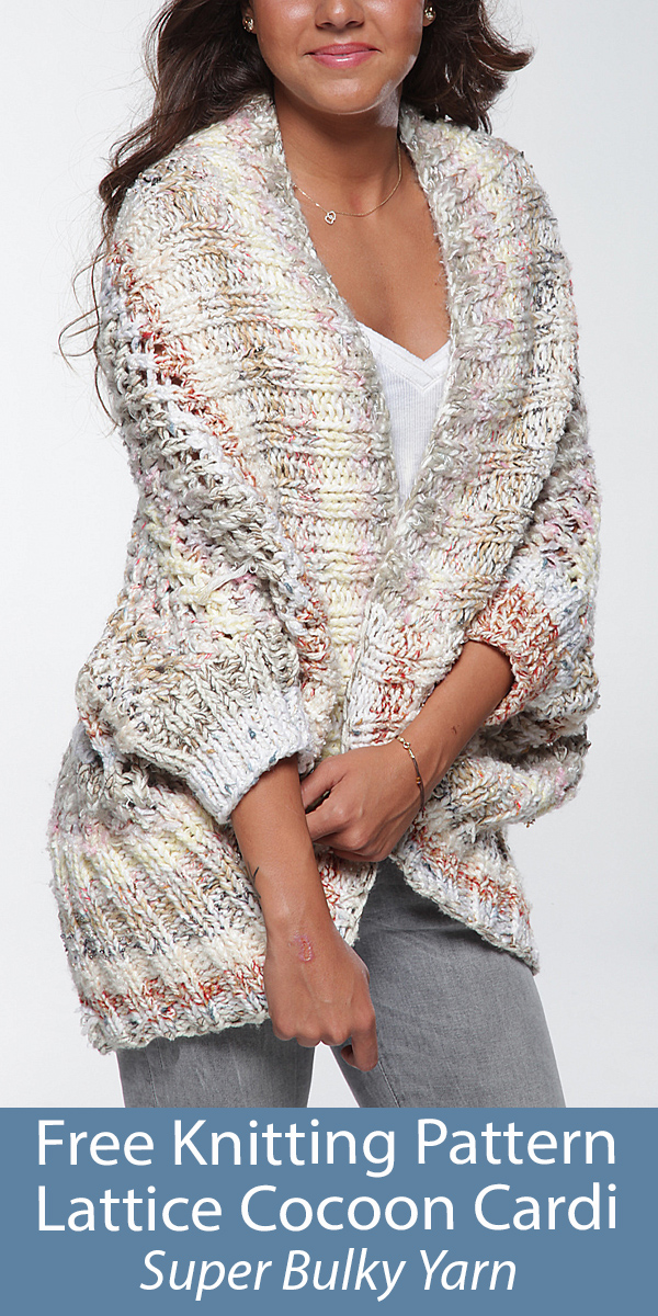 Free Cardigan Knitting Pattern Lattice Cocoon Cardi