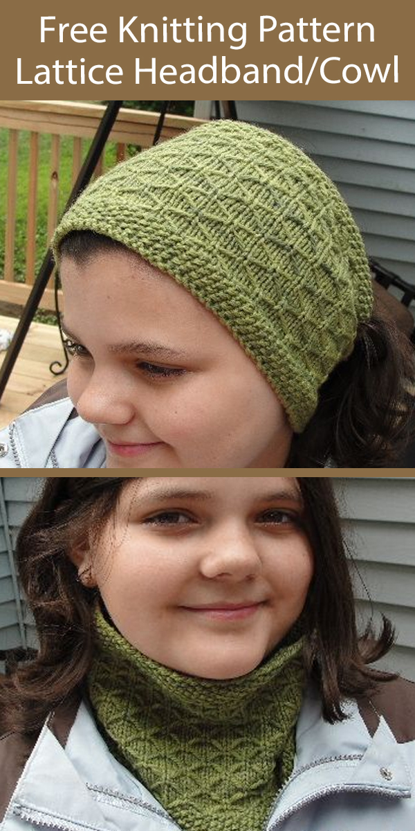 Free Knitting Pattern Lattice Cowl Headband