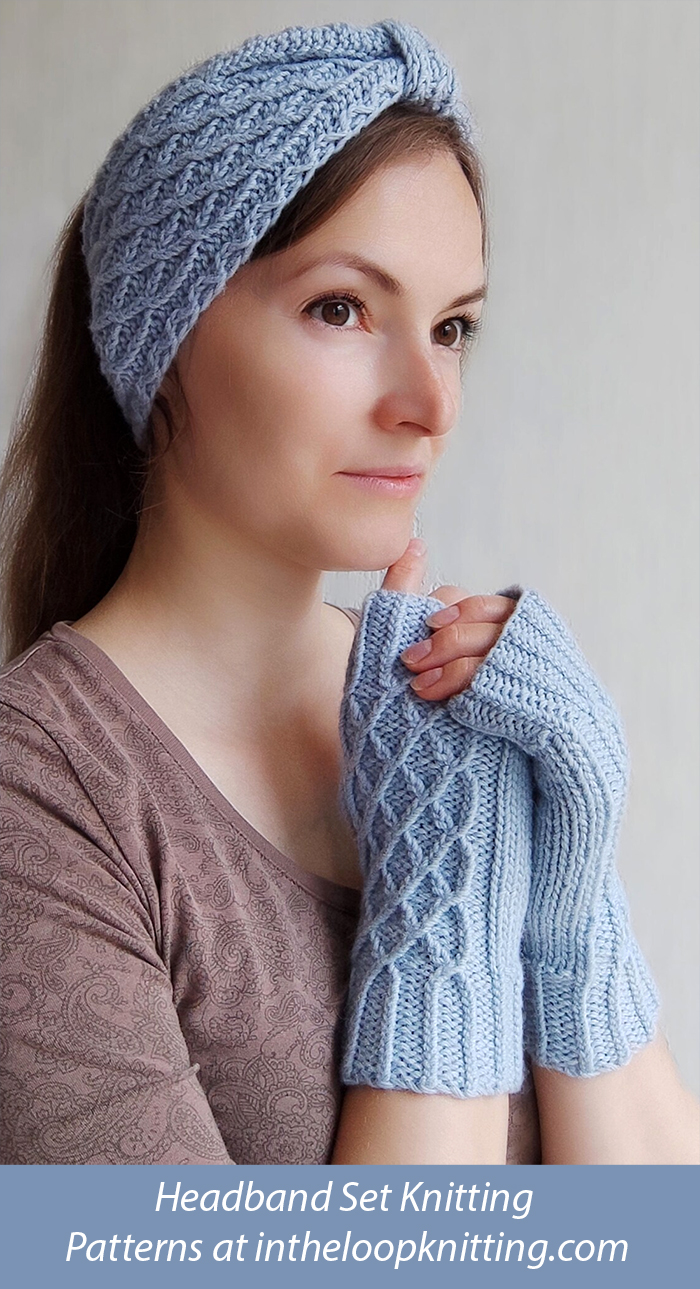 Lattice Headband and Fingerless Mitts Knitting Pattern