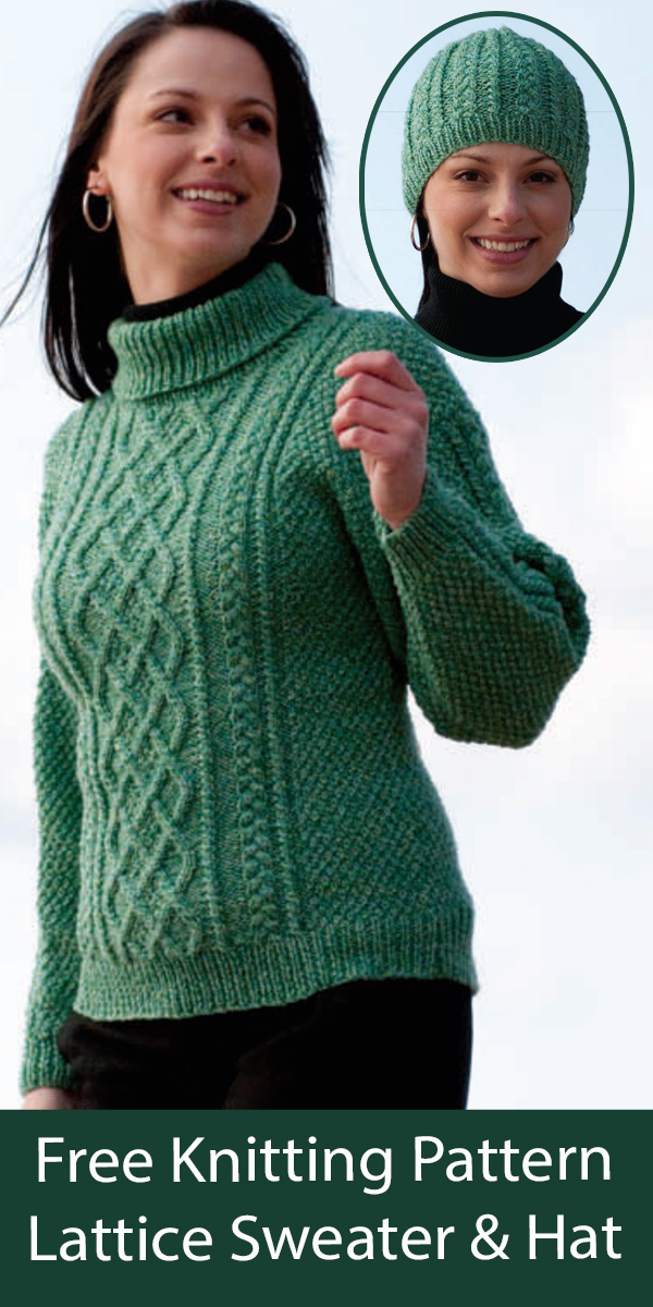Free Sweater Set Knitting Patterns Lattice Sweater and Hat