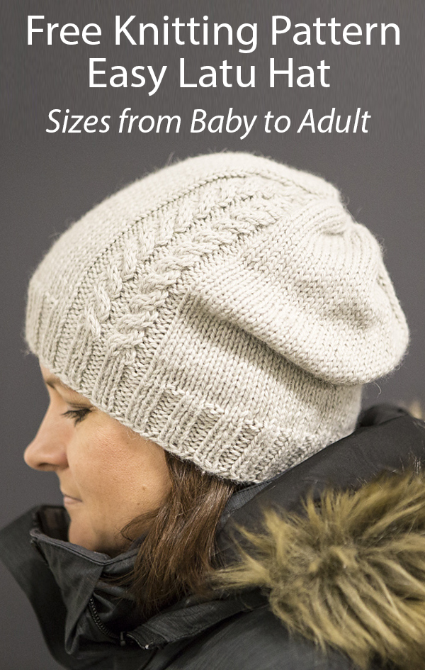 Free Knitting Pattern for Easy Latu Hat Sizes Baby to Adult