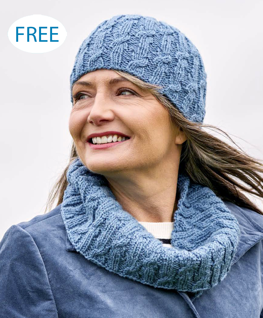 Free Laurie Cable Rib Cowl and Hat Set Knitting Pattern