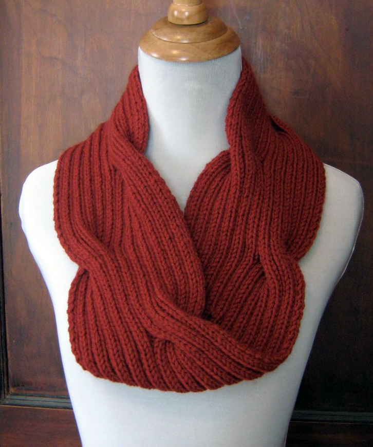 Free Knitting Pattern for Lava Cowl moebius cowl with reversible cables