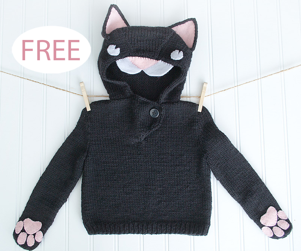 Free Black Cat Hoodie Knitting Pattern