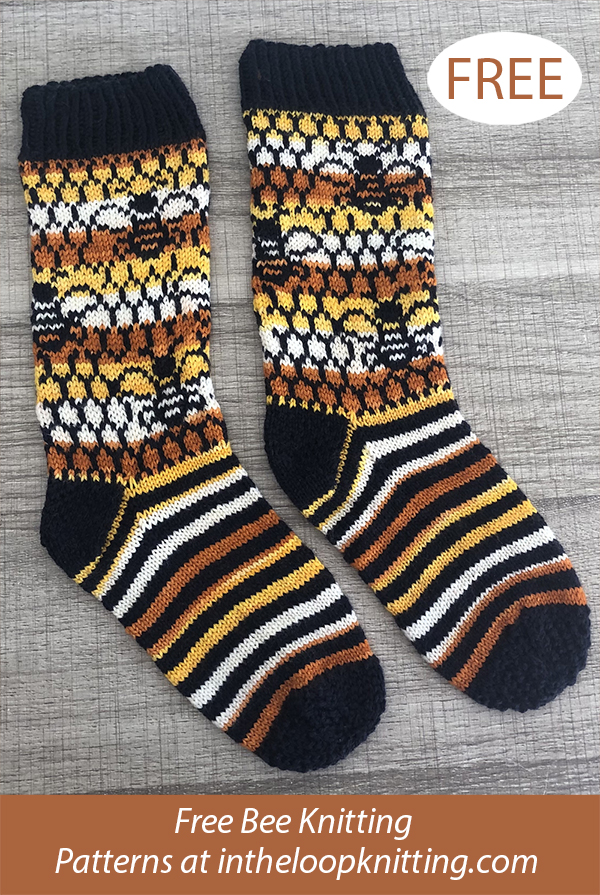 Free Honey and Bees Socks Knitting Pattern