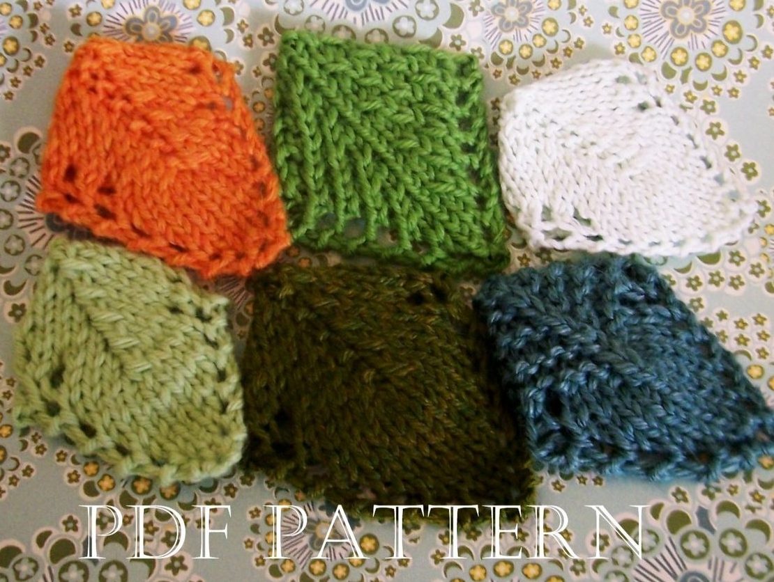 Knitting Patterns for Leaf Corner Bookmarks