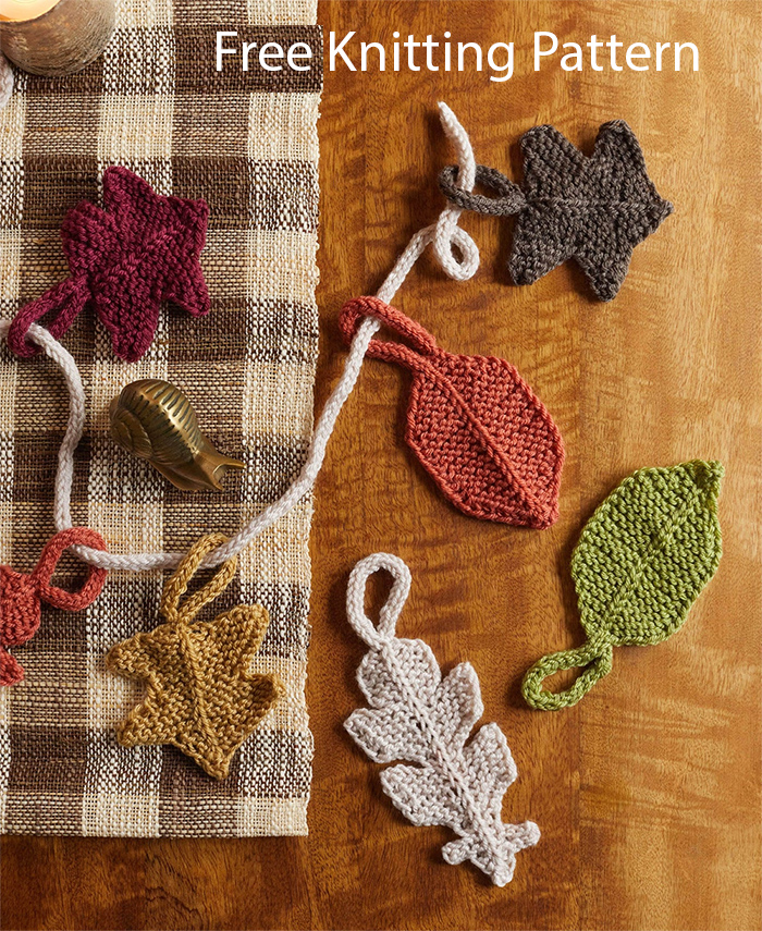 Leaf Garland Free Knitting Pattern Fall Decor