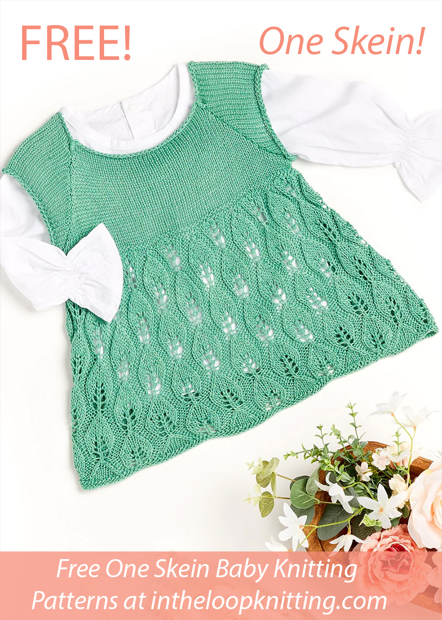 Free One Skein Knitting Pattern Leaf Lace Baby Dress