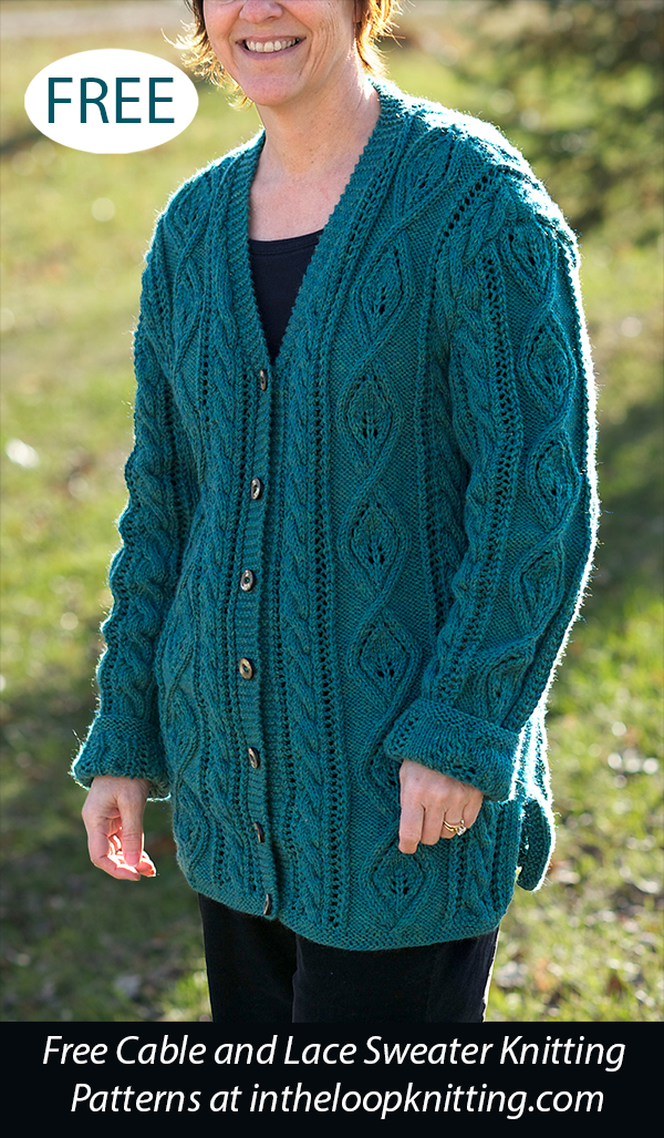 Free Leaf Panel Cardigan Knitting Pattern