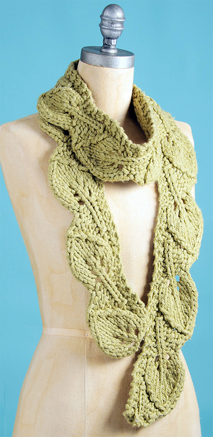 Free Knitting Pattern for Leaf Scarf