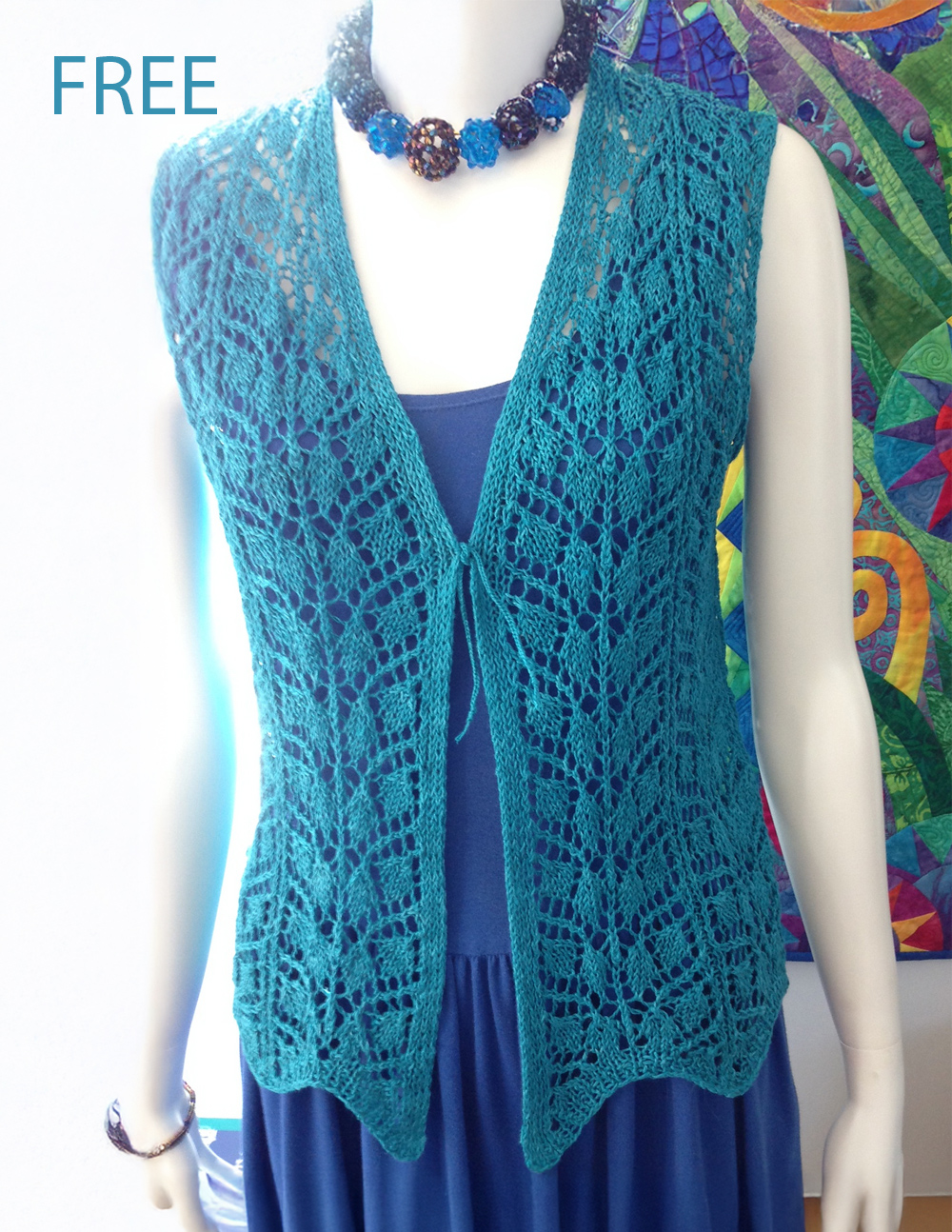 Free Knitting Pattern Leaf Shadows Vest