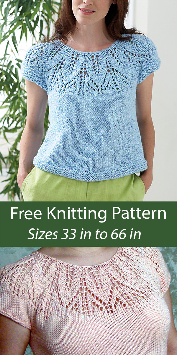 Free Sweater Knitting Pattern Leaf Tee Top