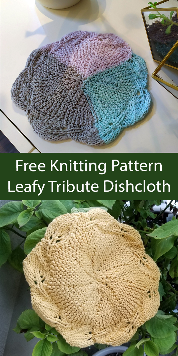 Free Knitting Pattern Leafy Tribute Dishcloth